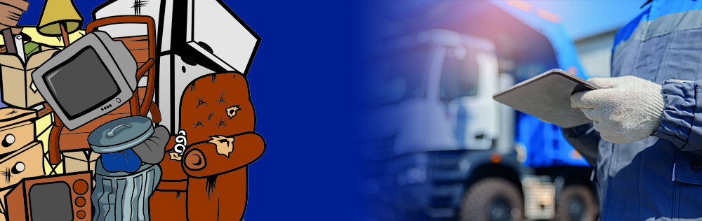 Service de débarras professionnel à Montréal – Gobe-Tout, expert en ramassage d’encombrants et suivi sur tablette. Professional junk removal in Montreal – Gobe-Tout team using tablet for efficient pickup service.